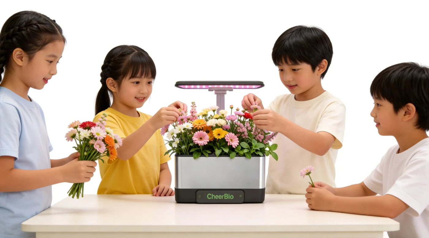 孩子們一起用桌上型種花